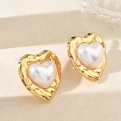 304 Stainless Steel & ABS Plastic Pearl Stud Earrings&nbsp;SA-CBA2696-38G