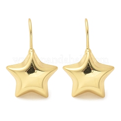 スター真鍮ダングルイヤリング  カドミウムフリー＆鉛フリー  ラックめっき  18KGP本金メッキ  35.5x22mm&nbsp;EJEW-B132-05G