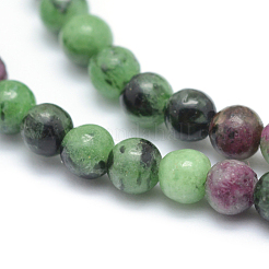 Natural Ruby in Zoisite Round Beads Strands&nbsp;G-P331-02-4mm