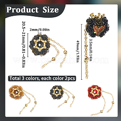 6Pcs 3 Colors Handmade Polymer Clay Rhinestone Beads&nbsp;CLAY-SC0001-92