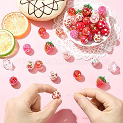45Pcs 9 Styles Plastic Round Bead & Acrylic Beads Strawberry Kits&nbsp;MACR-CJ0002-46