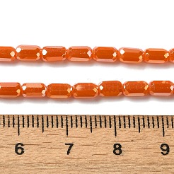 電気メッキガラスビーズセット  多面カット  ABカラー  コラム  オレンジ  3x5mm  穴：1mm  約79個/連  16.5インチ（42cm）&nbsp;EGLA-D031-01-21