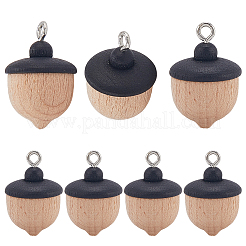 8個の木製ペンダント  松ぼっくりのチャーム  鉄のパーツと  ビスク  28x19mm  穴：2.9x2.5mm&nbsp;WOOD-SC0002-15