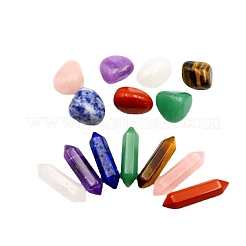14Pcs Chakra Nuggets & Hexagonal Prism Mixed Natural Gemstone Healing Stones Set&nbsp;PW-WG49053-02