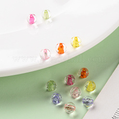 透明なアクリルビーズ  ラウンド  多面カット  ミックスカラー  6x5.5mm  穴：1.4mm  約4160個/500g&nbsp;TACR-S154-11A