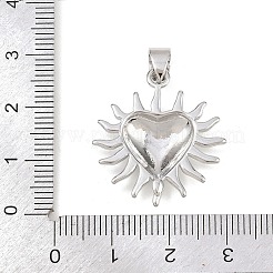 真鍮チャーム  ハートの太陽  プラチナ  26.5x24x4mm  穴：5x4.2mm&nbsp;KK-G540-01P