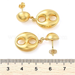 女性用楕円形 304 ステンレススチール スタッド イヤリング  ゴールドカラー  32x15mm&nbsp;EJEW-A125-39G