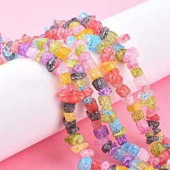 合成クラックルクォーツチップビーズ連売り  ミックスカラー  5~8x5~8mm  穴：1mm  約32インチ&nbsp;X-G-L154-24