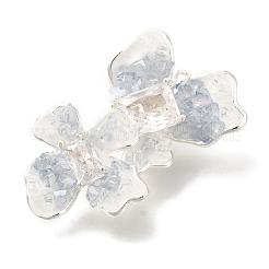 Brass Clear Cubic Zirconia & Glass Flower Connector Charms&nbsp;KK-K388-63S