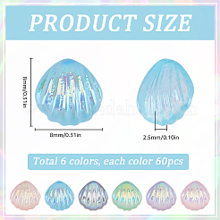 360Pcs 6 Colors  Rainbow Iridescent Plating Transparent Resin Decoden Cabochons&nbsp;RESI-SC0005-64