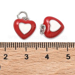 真鍮製エナメルペンダント  ハートチャーム  長持ちメッキ  ラックめっき  鉛フリー＆カドミウムフリー  プラチナ  ミックスカラー  12.5x11.5x4mm  丸カン：5.5x1ミリ  3mm内径&nbsp;KK-B170-01P