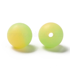 ツートン蓄光シリコンビーズ  DIYの看護ネックレスとブレスレット作り  ラウンド  黄緑  11.5mm  穴：2mm&nbsp;SIL-I002-01A