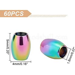 イオンプレーティング（IP）304ステンレススチールビーズ60個  オーバル  虹色  5x4mm  穴：1.8mm&nbsp;STAS-UN0038-98