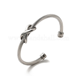 304 Stainless Steel Infinity Beaded Twist Rope Open Cuff Bangle for Women&nbsp;BJEW-P283-08M