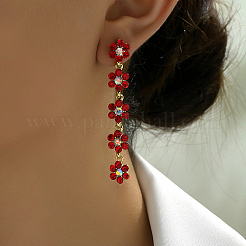 Real 18K Gold Plated Brass Micro Pave Cubic Zirconia Dangle Stud Earrings for Women&nbsp;TR0164-1