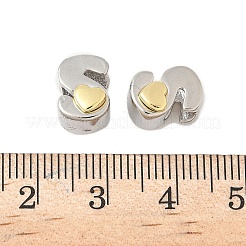 真鍮ビーズ  カドミウムフリー＆鉛フリー  プラチナ·ゴールデン  文字S  11x7.5x7.5mm  穴：5x4mm&nbsp;KK-S337-10GP-S