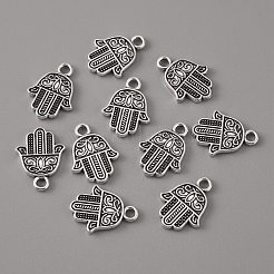 合金のチベット風チャーム  ハムサの手/蝶を持つミリアムの手  アンティークシルバー  17x12.5x1.5mm  穴：2mm&nbsp;LS-PALLOY-WH0101-07AS