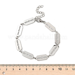 304ステンレススチール長方形リンクチェーンブレスレット男性と女性用  ステンレス鋼色  7-7/8インチ（20cm）&nbsp;BJEW-D042-38P