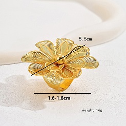 Elegant Hollow Flower Iron Cuff Rings for Bride Lady Daily Vacation Gift&nbsp;KR3281
