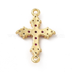 Eco-Friendly Rack Plating Brass Pave Cubic Zirconia Connector Charms&nbsp;KK-F847-06G