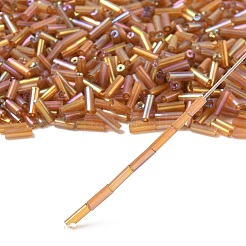 Abカラーメッキガラスラッパビーズ  透明色の虹  インディアンレッド  6x2mm  穴：1mm  約450 G /袋  約10000個/袋&nbsp;SEED-R012-162C