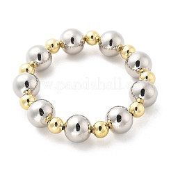 Brass Round Beaded Stretch Bracelets for Women&nbsp;LS-BJEW-S159-01C