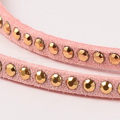 リベットスエード調コード  フェイクレース  アルミニウム  ピンク  3x2mm  約20ヤード/ロール&nbsp;LW-M002-10