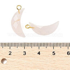 天然石ローズクォーツペンダント  真鍮パーツ  多面カット  ムーンチャーム  23x10x6mm  穴：2mm&nbsp;G-L614-D05-G03
