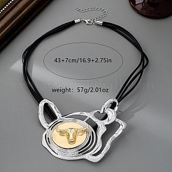 Alloy Cattle Head Pendant Imitation Leather Cord 3-Strand Necklaces for Women&nbsp;WG24E1E-01