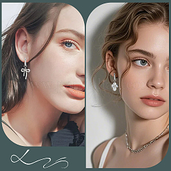 女性用長方形真鍮ハギーフープピアス10組  プラチナメッキ  18x14x2.5mm&nbsp;EJEW-SC0002-17