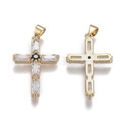 Brass Micro Pave Clear Cubic Zirconia Pendants&nbsp;ZIRC-A011-33G