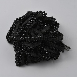 チロリアンテープ  樹脂模造パールビーズ  ブラック  1/2インチ（12mm）&nbsp;SRIB-WH0011-380A