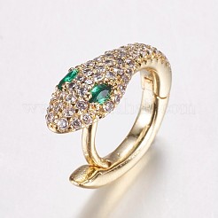 真鍮製マイクロパヴェキュービックジルコニアフープピアス  ヘビ  ゴールドカラー  17x14x6mm  ピン：1.2mm&nbsp;EJEW-F134-01G