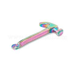 イオンプレーティング（IP）304ステンレスペンダント  ハンマー  虹色  34x15.5x3.5mm  穴：2mm&nbsp;STAS-C049-07M