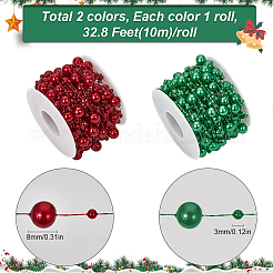 20m 2色プラスチック丸型ビーズリンクチェーン  クリスマスのために  ミックスカラー  3ミリ＆7.5mm  10m /カラー&nbsp;DIY-SC0024-97B