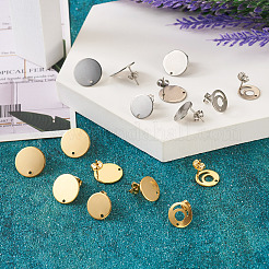 32Pcs 8 Styles 201 Stainless Steel Stud Earring Findings&nbsp;STAS-TA0001-93