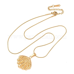 304 Stainless Steel Textured Shell Shape Pendant Snake Chain Necklaces for Women&nbsp;NJEW-F354-10G