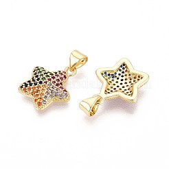 Brass Micro Pave Cubic Zirconia Pendants&nbsp;KK-T071-136G-01