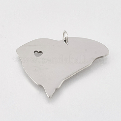 変色しにくい201ステンレススチールペンダント  サウスカロライナ州の地図  ステンレス鋼色  20x28x1mm  穴：3mm&nbsp;STAS-T038-87