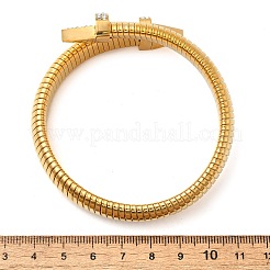 女性用304ステンレススチールストレッチブレスレット  ラインストーン付き  イオンプレーティング（ip）  ゴールドカラー  1/2インチ（1.2cm）  内径：2-3/8インチ（6cm）&nbsp;BJEW-A031-03G