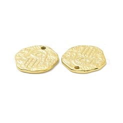 304ステンレスペンダント  テクスチャ  ハムサの手/ミリアムの手でフラットラウンド  ゴールドカラー  18x18.5x1.5mm  穴：1.8mm&nbsp;STAS-G273-17G