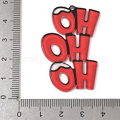 クリスマスアクリルパーツ  文字ho  レッド  45x29.5x2.5mm  穴：1.6mm&nbsp;MACR-K364-01A