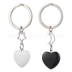 Natural Obsidian White Jade Keychain&nbsp;KEYC-JKC01085