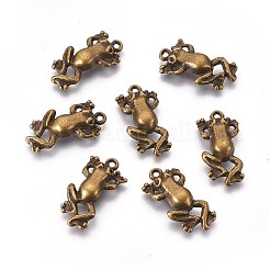メタル合金ペンダント  カドミウムフリー＆鉛フリー  カエル  アンティークブロンズ  22x10x2mm  穴：2mm&nbsp;LS-PALLOY-A15328-AB-NF