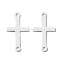 スプレー塗装された201ステンレススチールコネクタチャーム  クロス  ホワイト  23x12.5x0.5mm  穴：1.2mm&nbsp;STAS-I672-18A