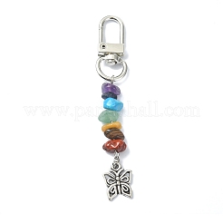 Natural & Synthetic Chip Bead with Tibetan Style Alloy Charms Pendants Decorations&nbsp;HJEW-JM01448