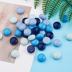 ガラスカボション  モザイクタイル  家の装飾やdiyの工芸品  フラットラウンド  ブルー  12x5mm  156個/箱&nbsp;GLAA-TA0001-14D