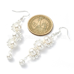 シェル パール ビーズ ダングル スタッド ピアス  ツイスト  66x13mm&nbsp;EJEW-TA00341