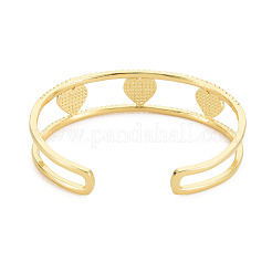 Clear Cubic Zirconia Heart Open Cuff Bangle with Enamel&nbsp;BJEW-S141-017