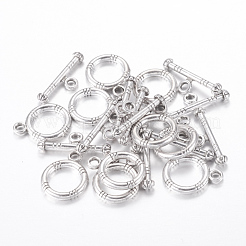 チベット風合金マンテル  鉛フリー及びカドミウムフリーとニッケルフリー  アンティークシルバー  リング：15x12mm  バー：18.5x3.5mm  穴：2mm&nbsp;X-LF0161Y-NF
